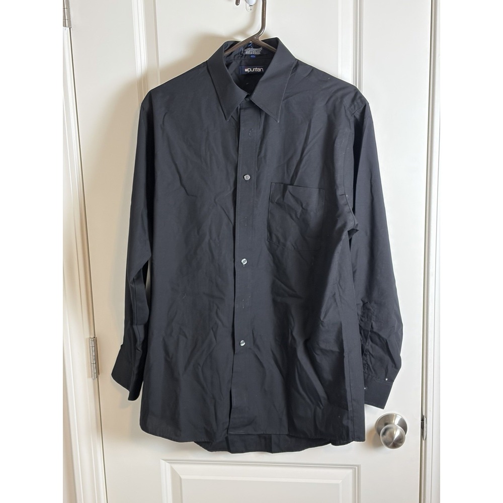 Puritan Collared Long Sleeve Dress Shirt - Black, Size 15-15.5, 32/33